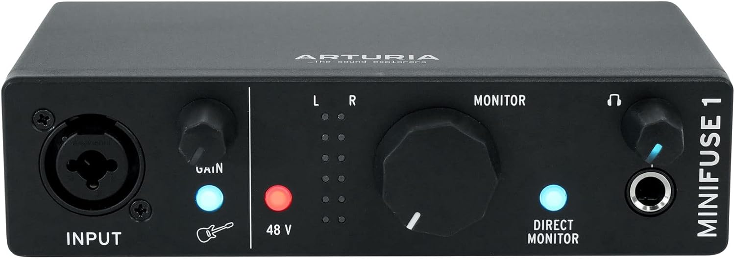Audiosavings Bundle: Arturia Minifuse 1 Black Portable Solo Audio USB Recording Interface+Software Bundle with Rockville RMC-XLR High-End Metal DJ Handheld Wired Microphone Mic w (2) Cables (2 Items)