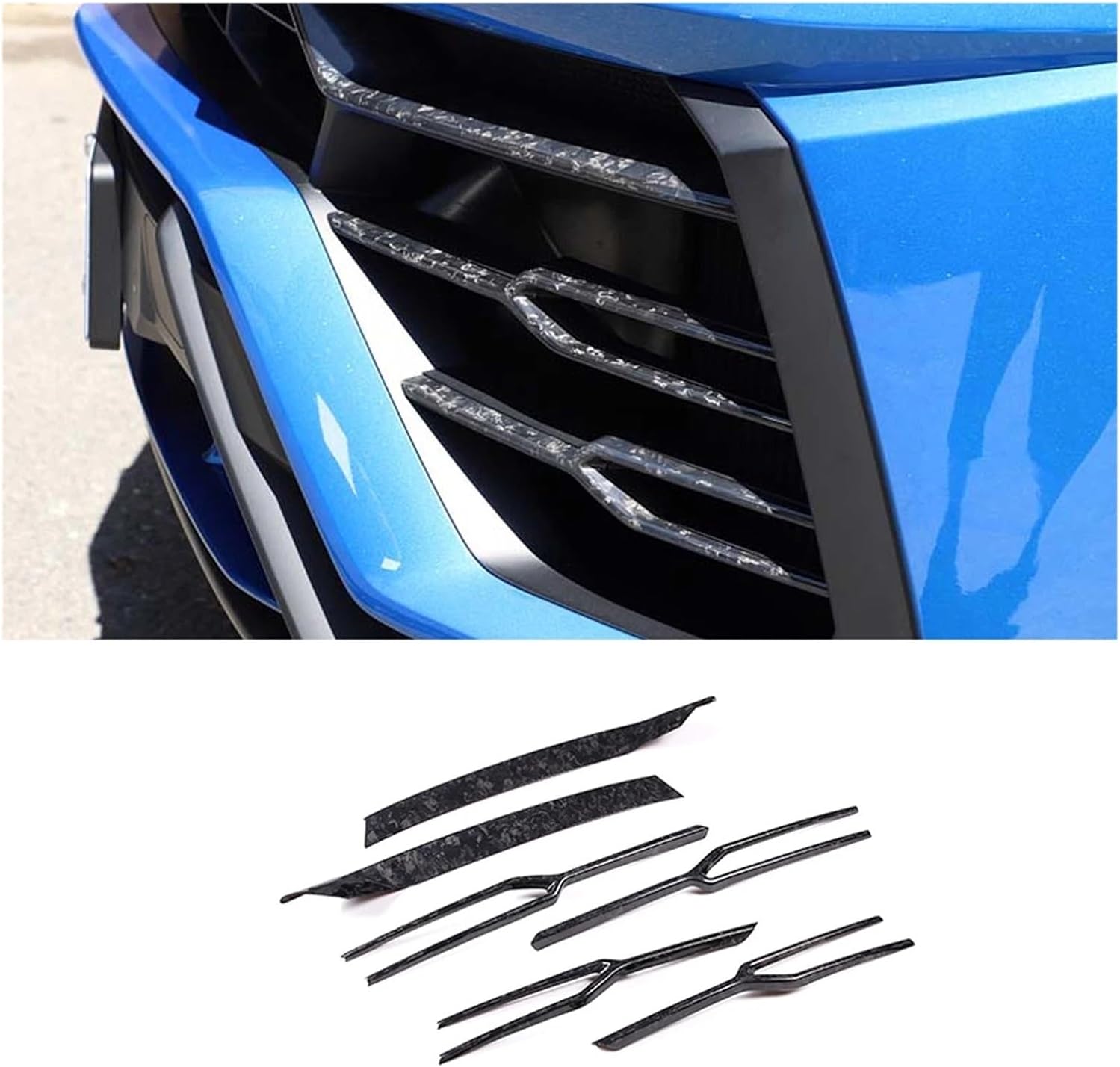 Compatible For Lamborghini URUS 2018-2021, Real Carbon Fiber Car Front Bumper Grille Trim Car Front Fog Light Trim Sticker Accessories(Forged carbon)