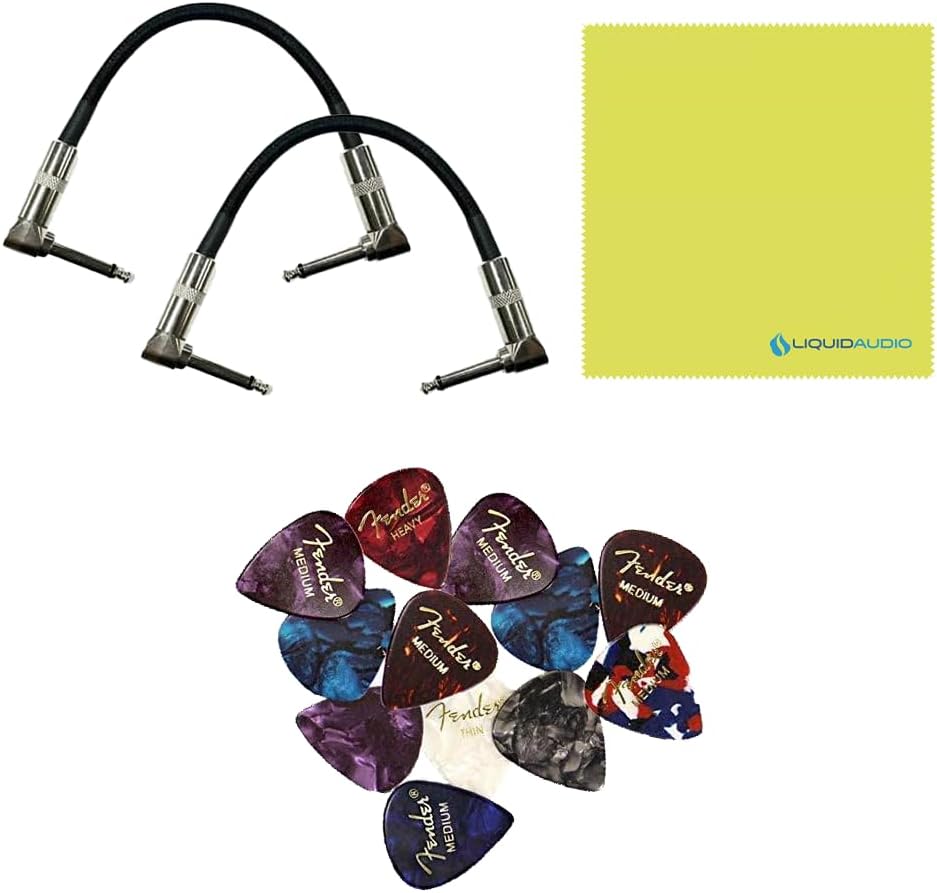 Digitech BWHAMMY Bass Whammy EQ Effects Pedal Bundle w/2x Strukture S6P48 Woven Right Angle Patch Cables, 12x Guitar Picks and Liquid Audio Polishing Cloth