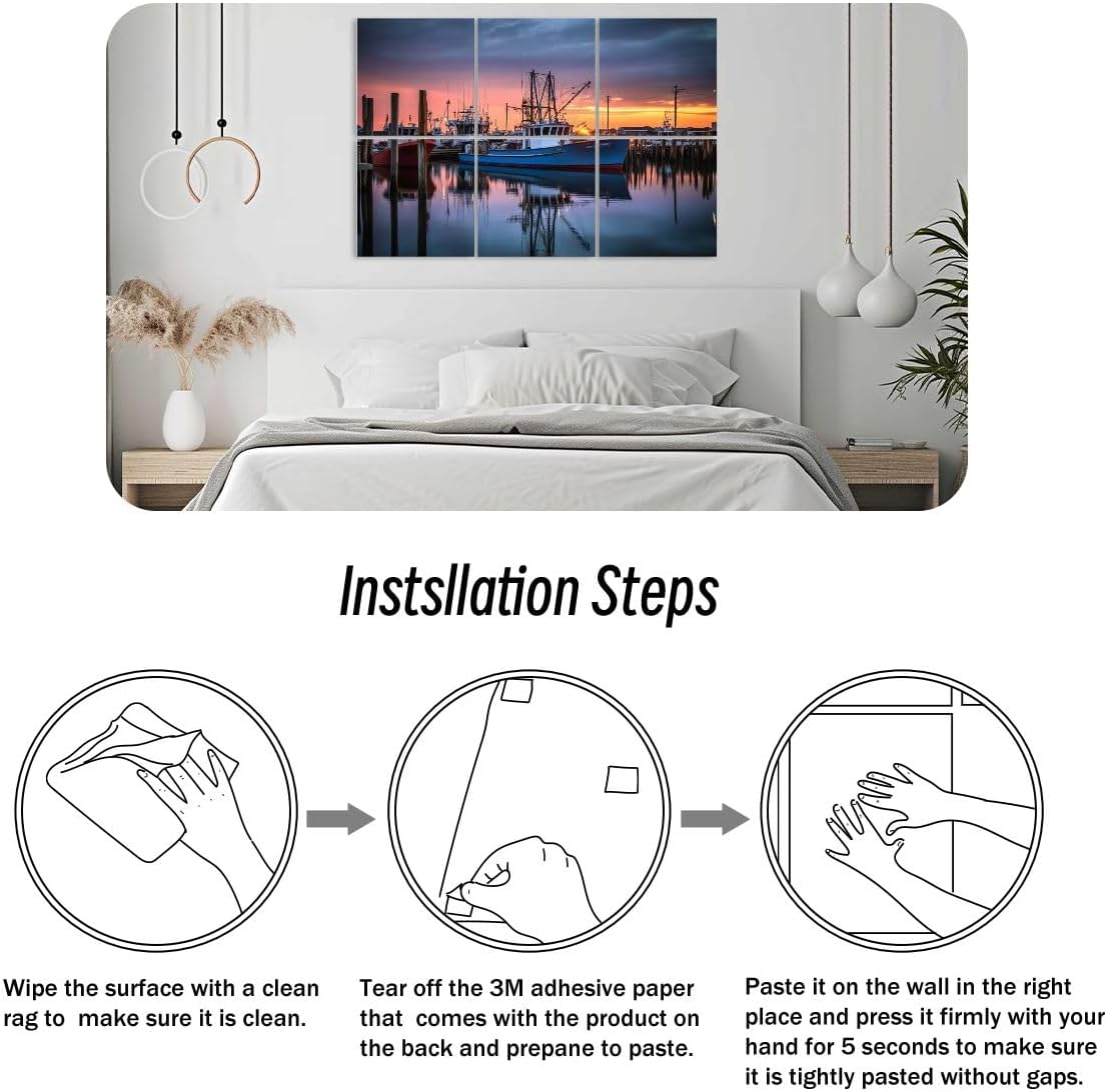 6 Pack Art Acoustic Panels Sunrise illuminates fishing Viking Village Sound Absorbing Panel 48