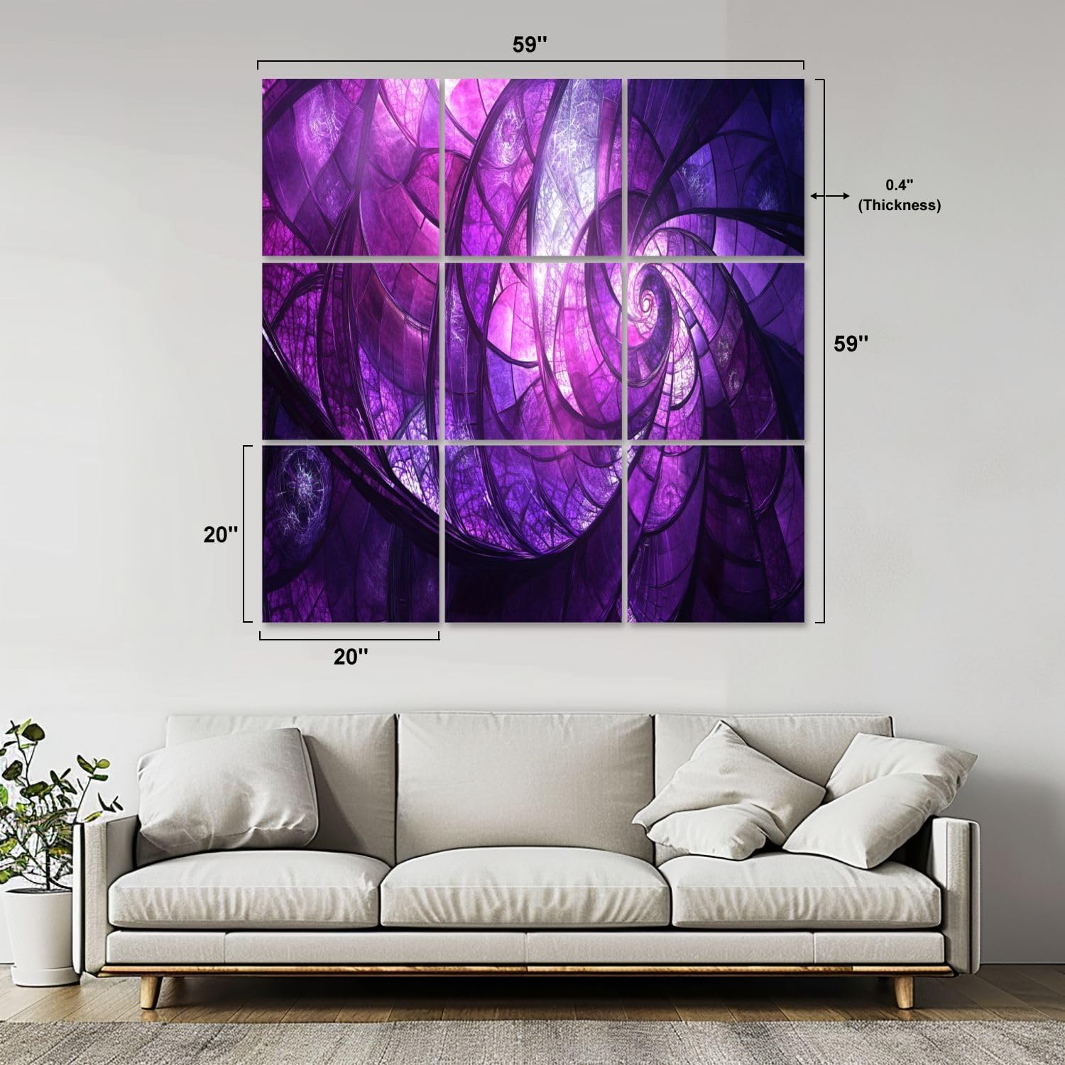 Art Acoustic Panels Self Adhesive Fantastical Landscape Stained Purple Violet 9 Packs Decorative Soundproof Wall Panels Large Sound Absorbing Panels for Home Office 60