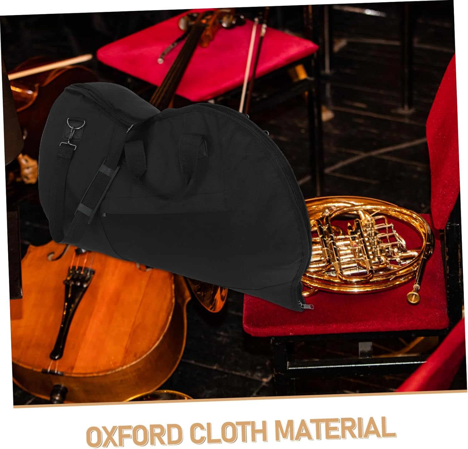 Milisten Portable French Horn Bag with Shoulder Strap Lightweight Musical Instrument Carry Bag Cotton Padded Protection Random Color Handle for Students