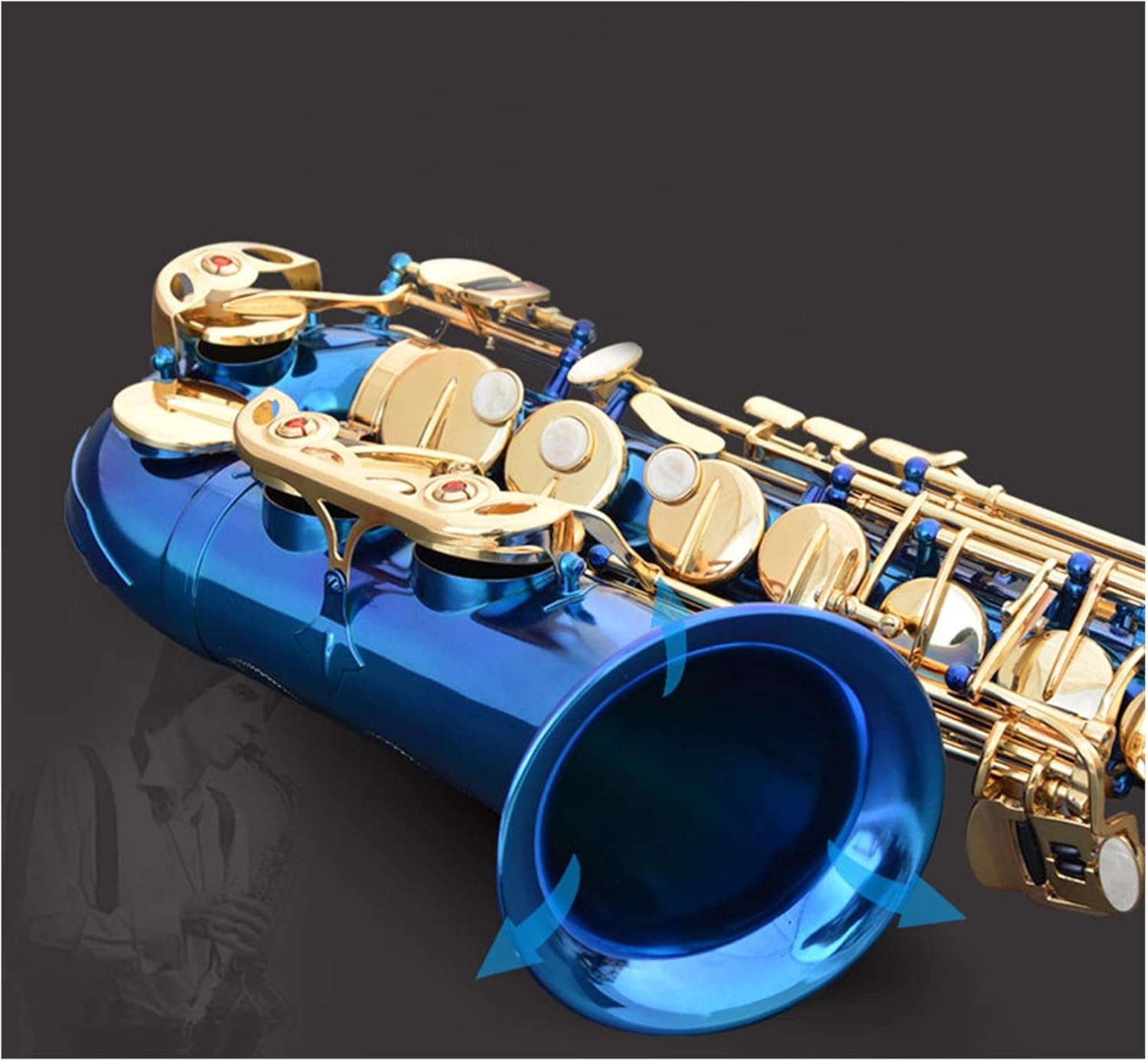 Saxophone Straight E Flat Alto Saxophone Sky Blue Gold Key Key Type Woodwind Instrument