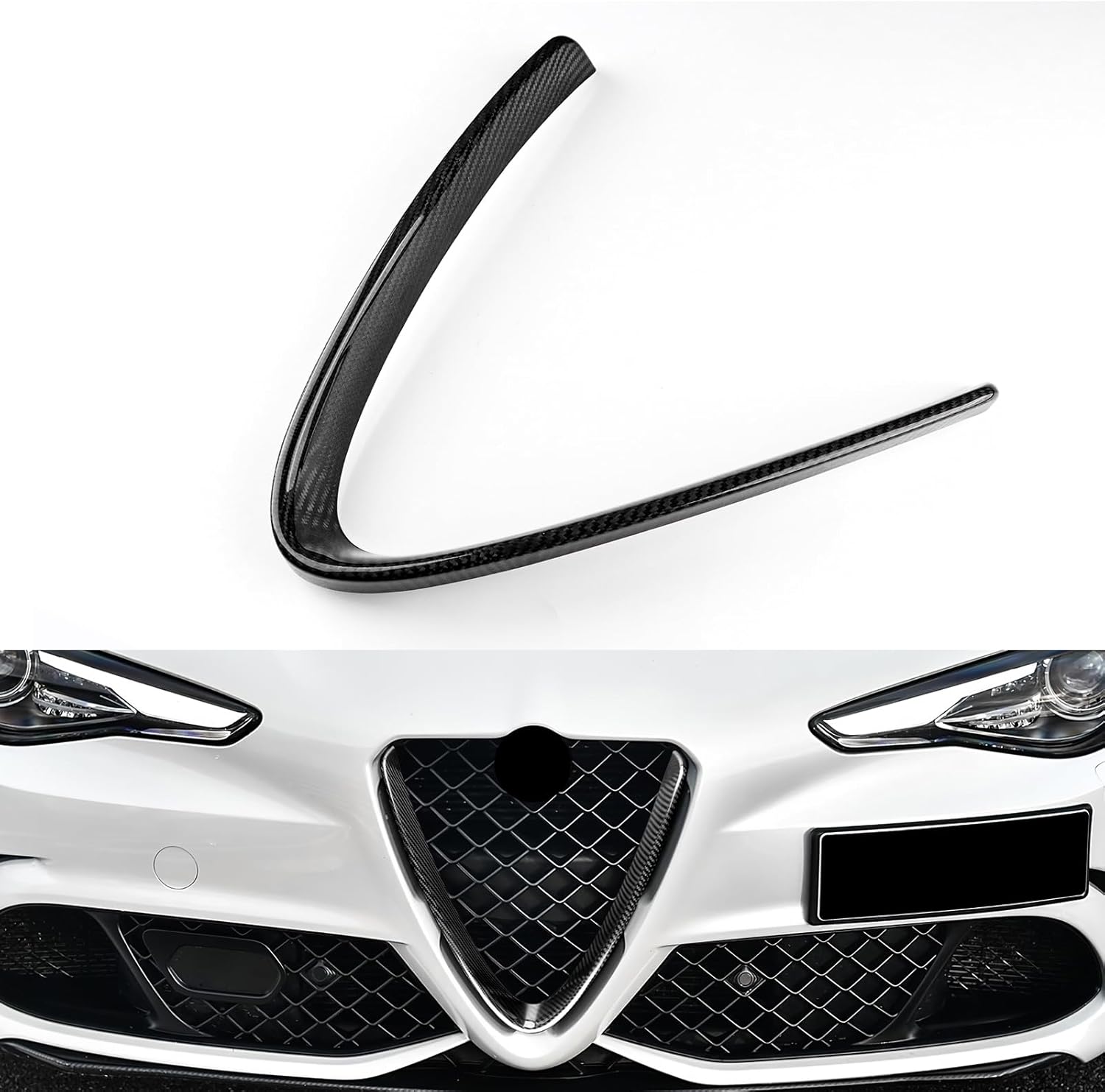 Front Centre Mesh Trim Frame, Real Hard Carbon Fiber Covers for Alfa Romeo (2017 2018 2019 2020), Dashboard Trim Exterior Car Accessories, Black