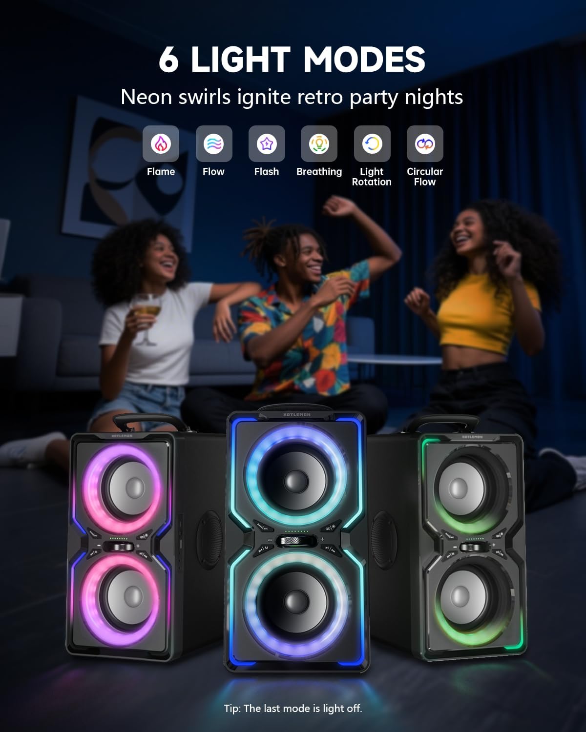Hotlemon Large Bluetooth Speaker: 240W Peak Powerful Loud Sound with Deep Bass, 15H Playtime, Fast Charge, TWS, Portable Wireless Speakers for Outdoor, Party, Beach, Backyard, Home, Outside (Black)