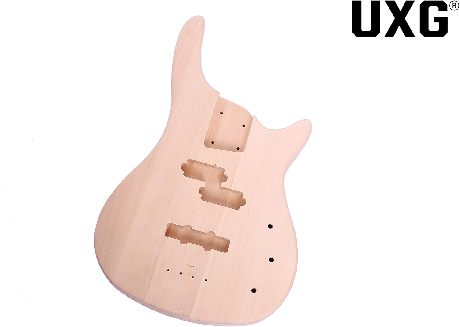 I-4 DIY Electric Bass Guitar Kits，Basswood body，Maple Neck and Rosewood Fingerboard，All Components Included，Natural