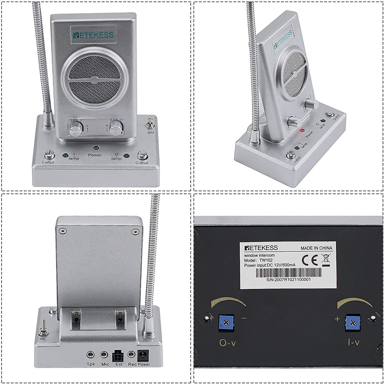 Retekess TW102 Window Intercom,Intercom System,8M Microphone,Connect Wireless Mic,Speaker for School,Hospital,Express(3 Pack)