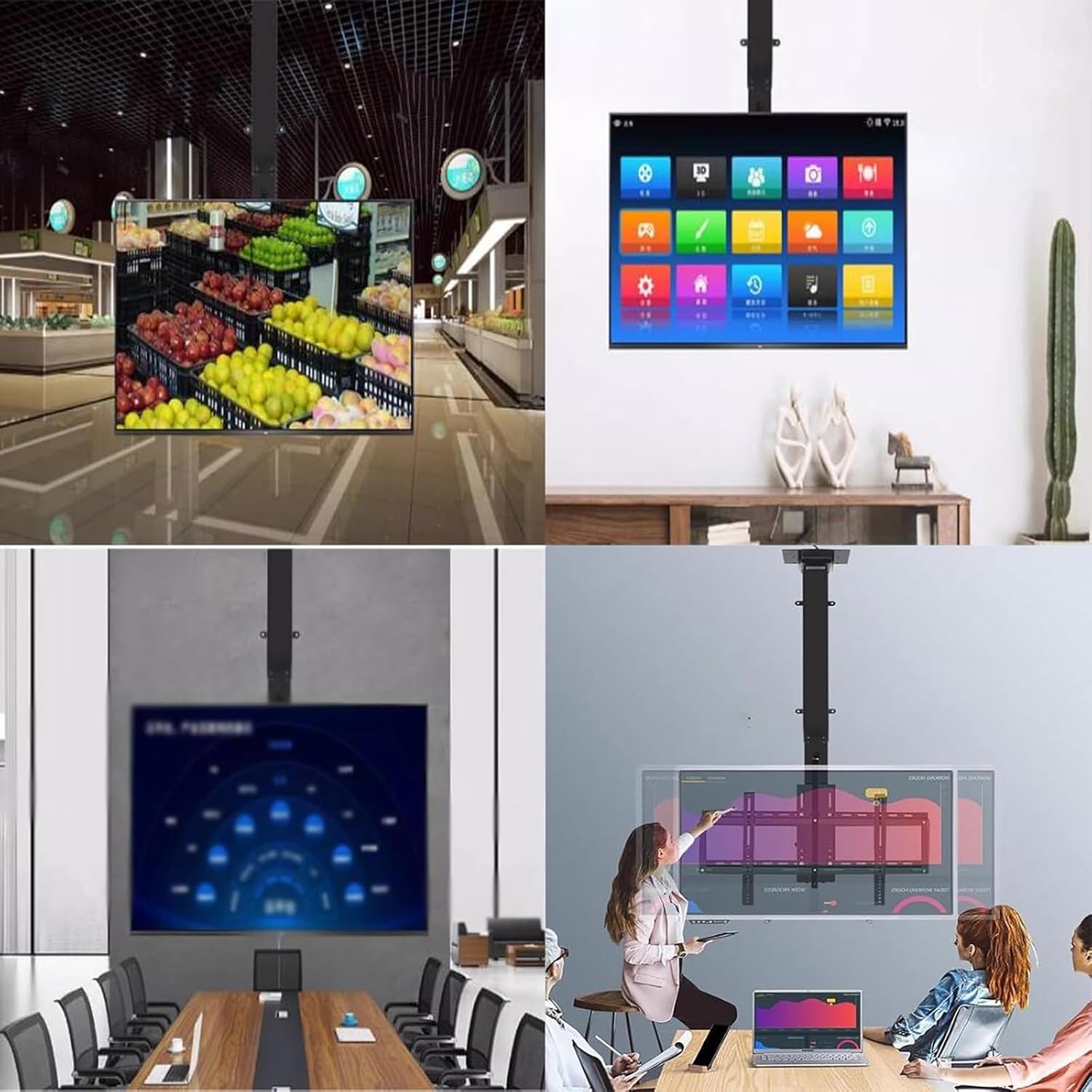 TV Wall Mount Motorized Ceiling TV Mount, Hidden Drop Down TV Lift, Fits 32-70 Inch TVs, Max VESA 600x400mm(Lifting 730-1730mm)