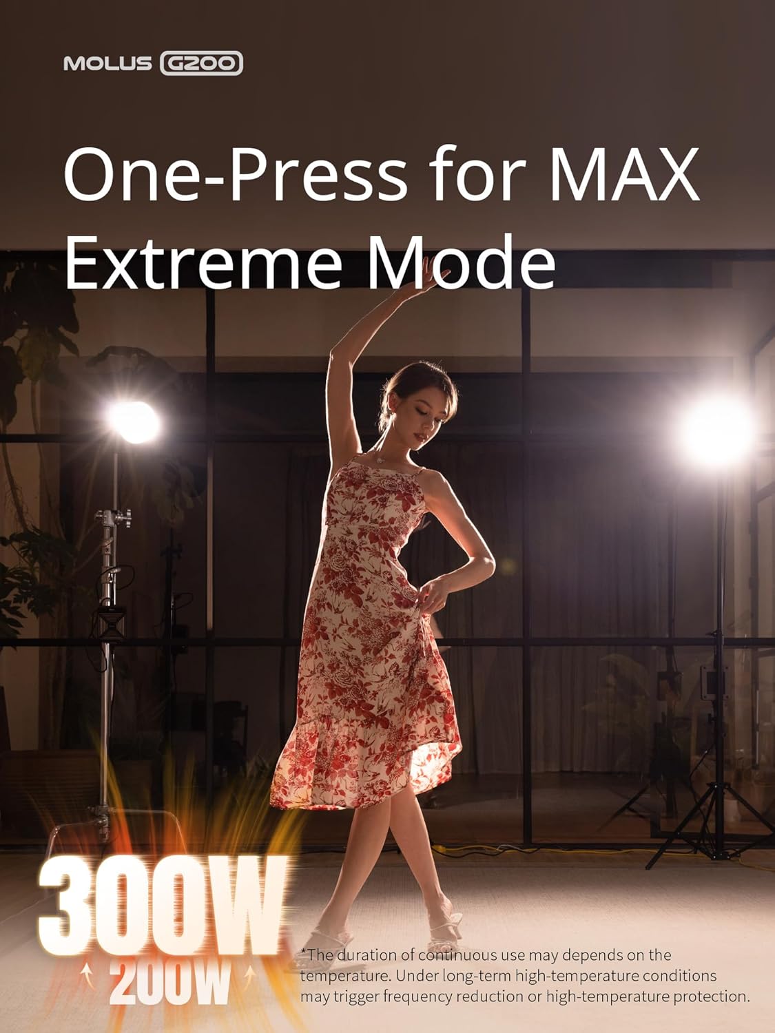 ZHIYUN Molus G200 [Official] 200W COB Video Light, Portable Continuous Output Lighting,2700-6500K 9460 lux@1m, LED Photography Lighting with Bowens Mount, APP Control, Ultra Quiet for Video Recording