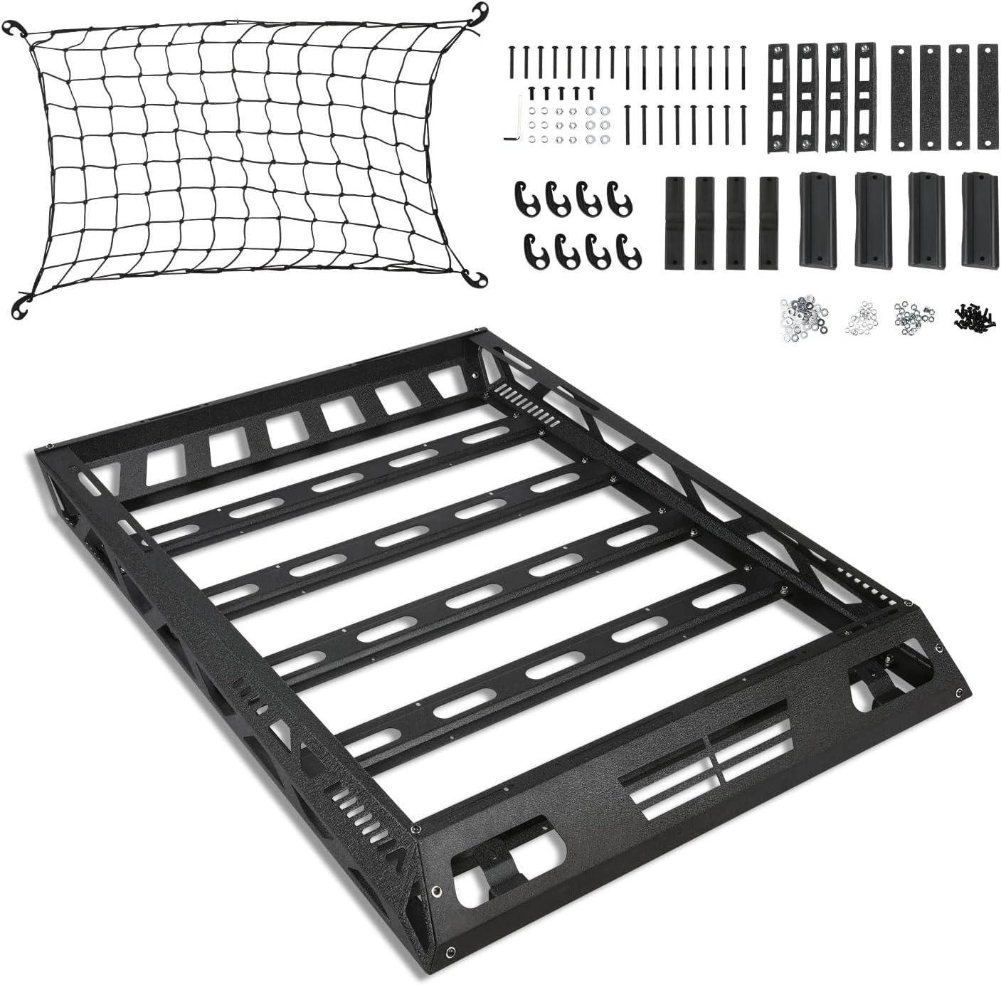 DNA MOTORING Universal Car Rooftop Cargo Carrier Basket with Cargo Net, 47'' W X 36'' L X 5