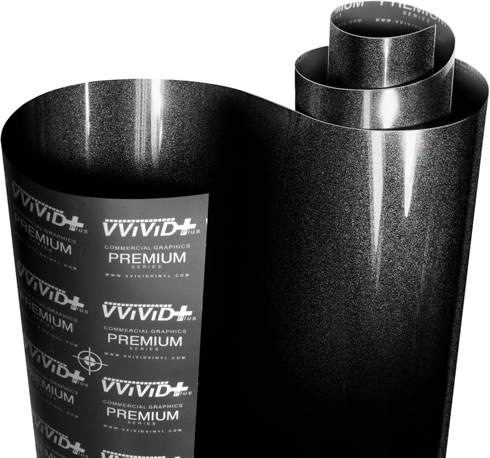 VViViD+ Ultra Gloss Black Metallic Diamond Crystal Vinyl Car Wrap (10ft x 59