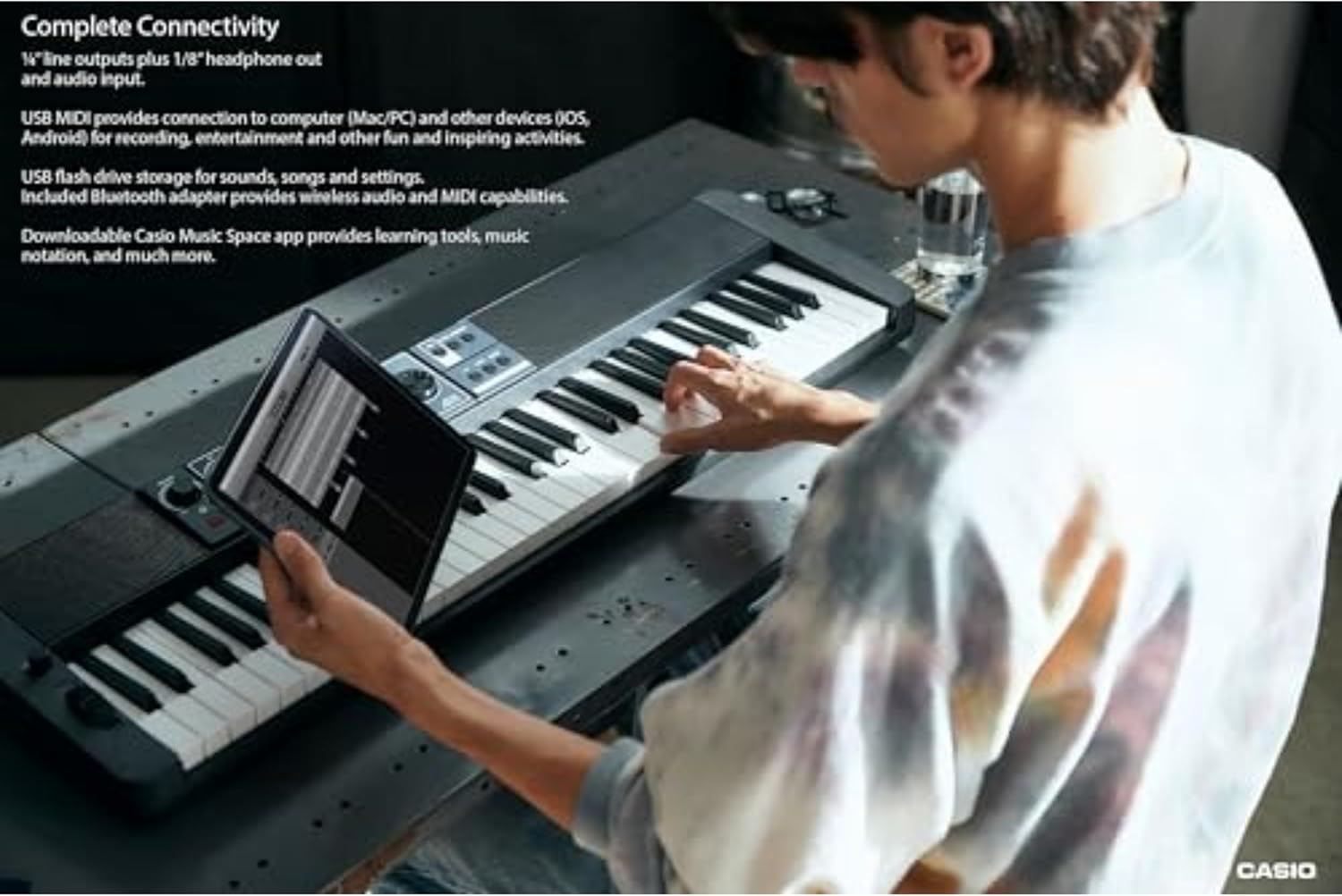 Casio Casiotone CT-S500 – 61-Key Touch-Responsive Portable Keyboard | 800 AiX Tones, DSP Effects, Bluetooth MIDI/Audio, 6-Track Recorder, USB, Line Outs, Casio Music Space App | Gig-Ready & Compact