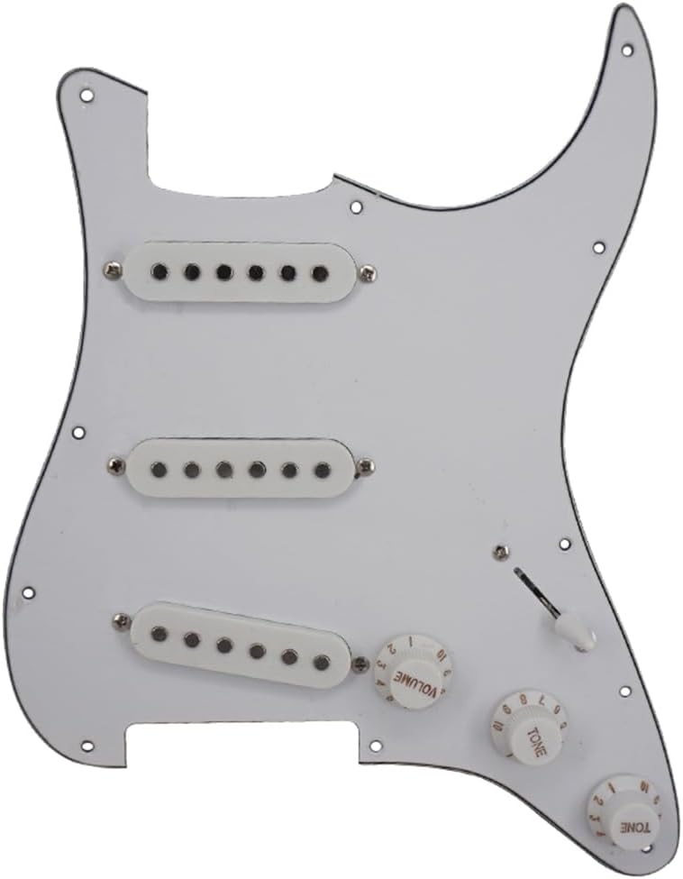 ST Style Electric Guitar Full Set DIY Accessory Kit Including Prewired Pickguard Bridge SSS Pickups and Other Accessories Silver