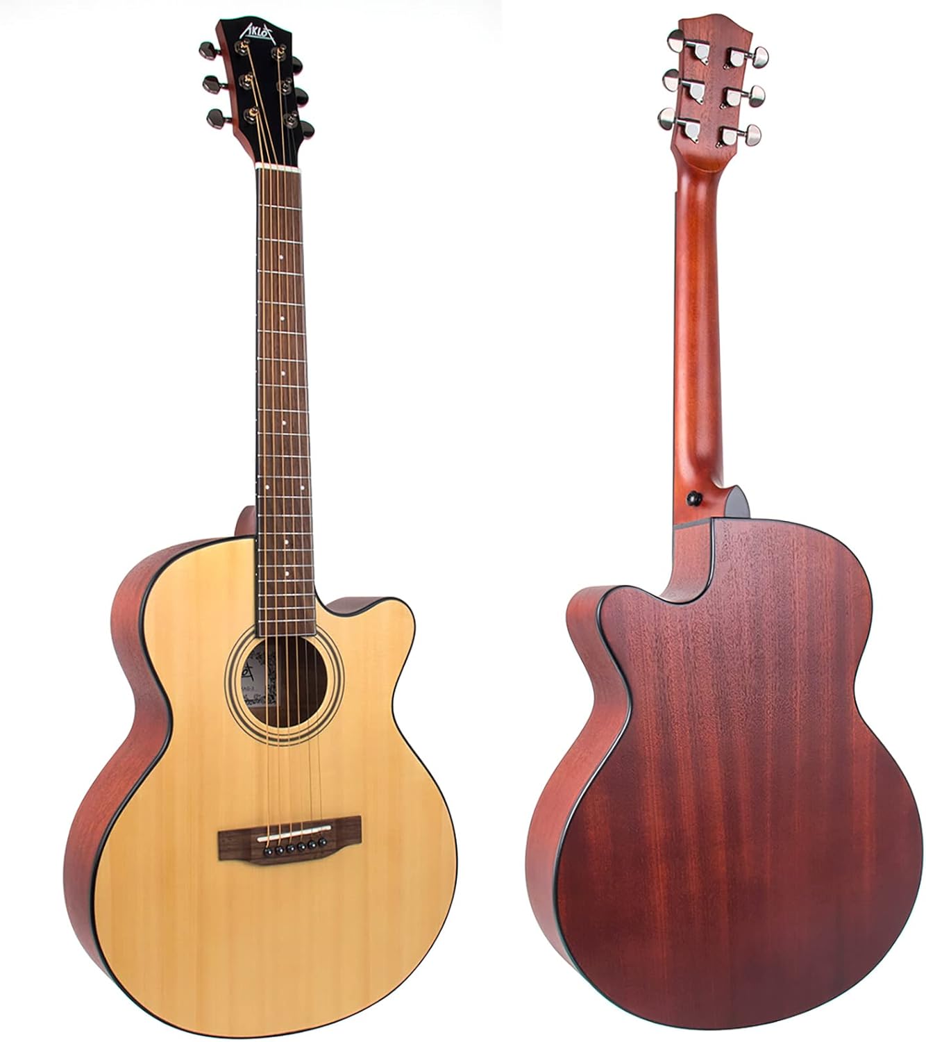 AKLOT Acoustic Guitar for Beginners Full Size 4/4 Folk Guitars Cutaway Acoustique Guitare Starter Kit (38‘’ Spruce Wood W/Bag)