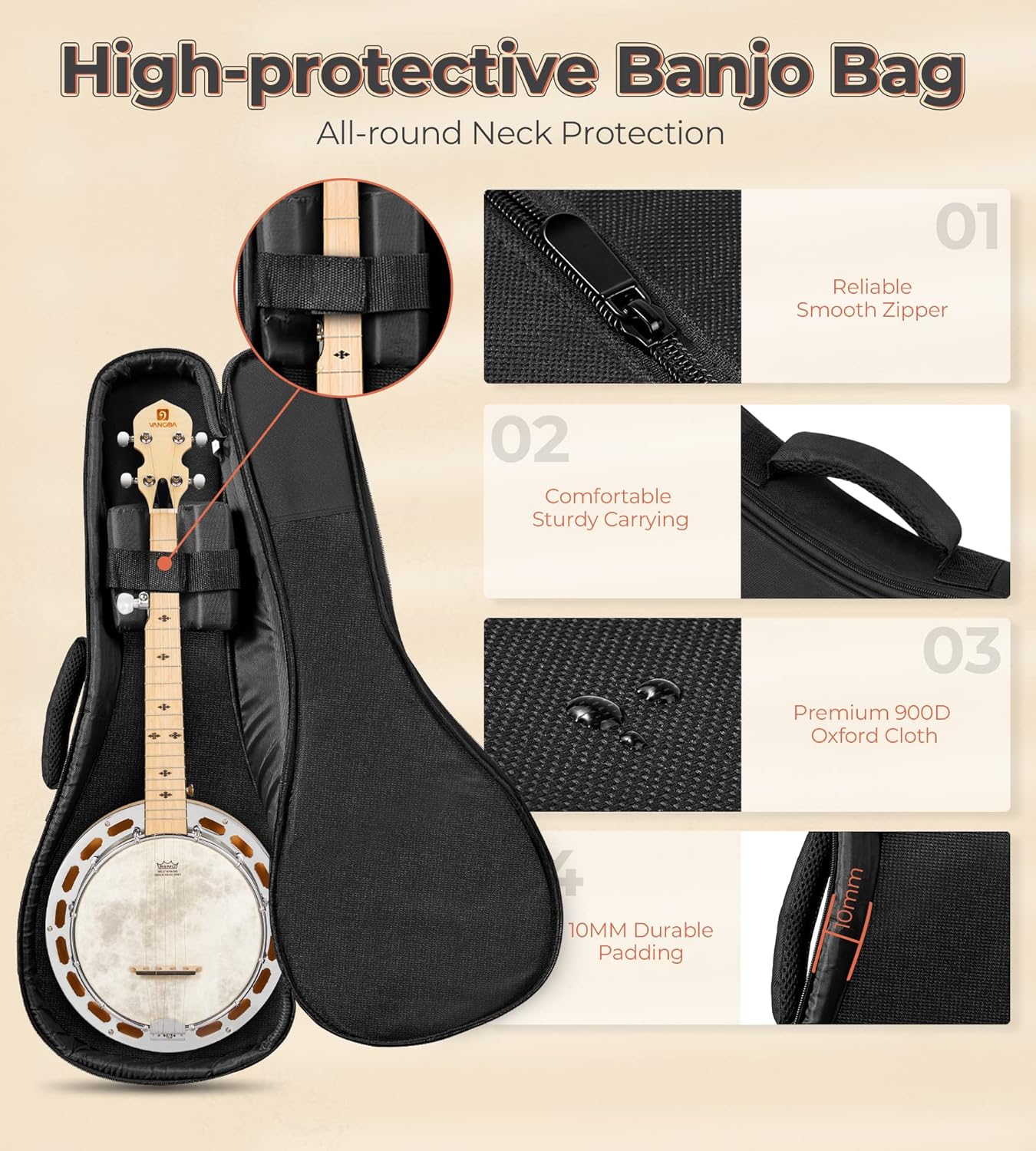 Vangoa Banjo Mini and 28 Inch Banjo with Tone Ring Set