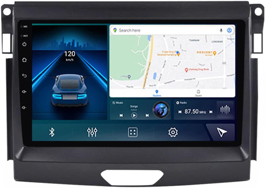 Double Din Car Stereo 9 Inch Touchscreen Car Audio Radio for Ford Ranger 2015-2018 Car Audio Receivers with Backup Camera/SWC/FM RDS/Carplay/Android Auto/DSP