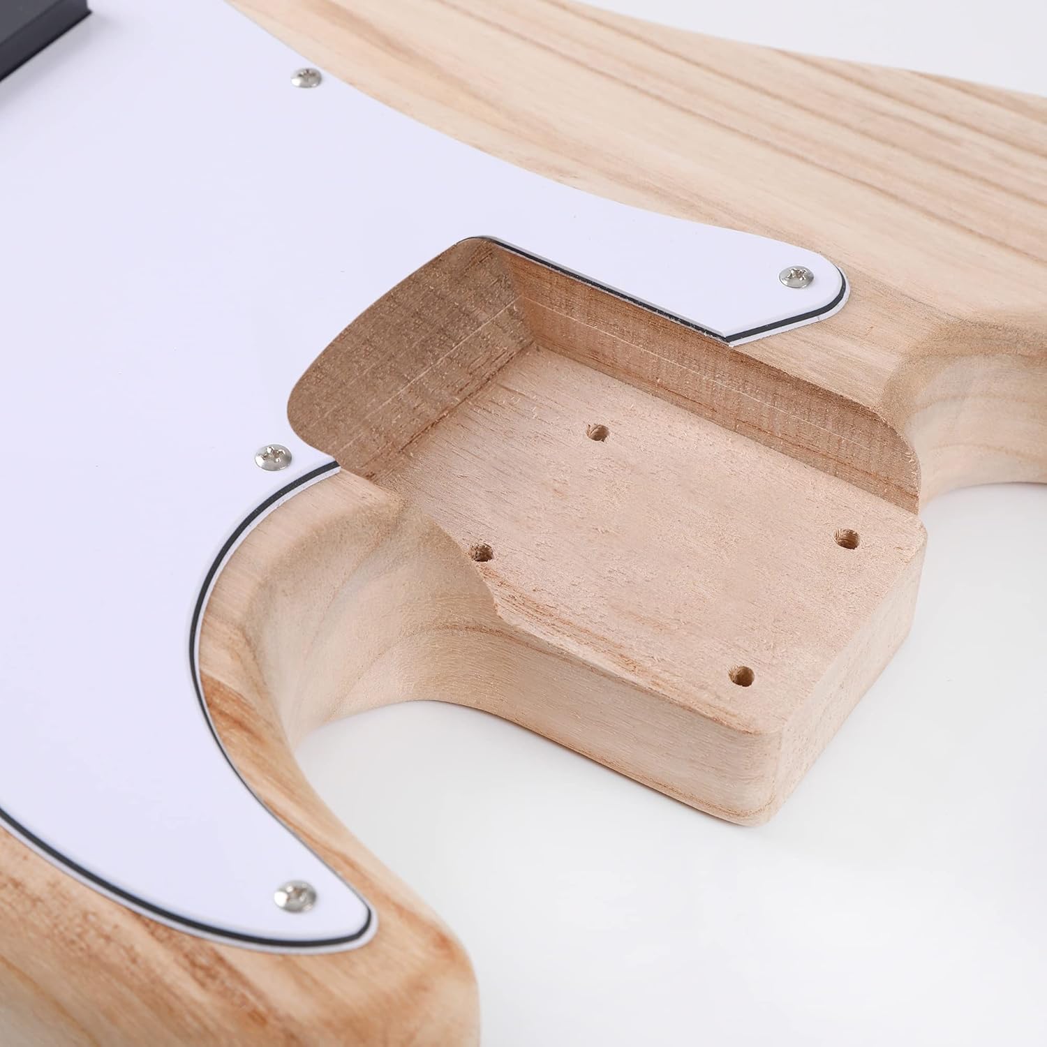 TSTS DIY Bass Guitar Kit with Paulownia Body, Pickguard, Electronics, Maple Guitar Neck & Rosewood Guitar DIY Accessory