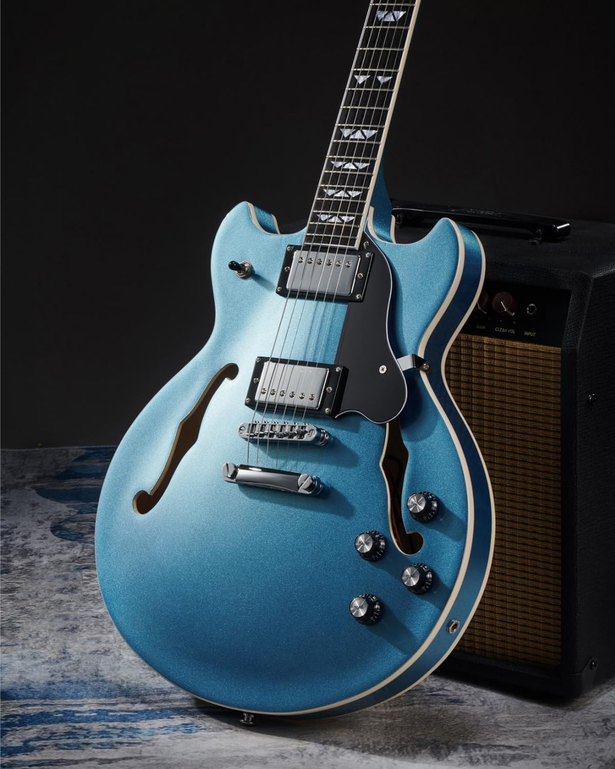 WestCreek 333 Electric Guitar with 6 String, Semi Hollow Body Jazz Electric Guitar, Humbucker Pickups, Rosewood Fretboard, Rounded End Jumbo Frets, Full size