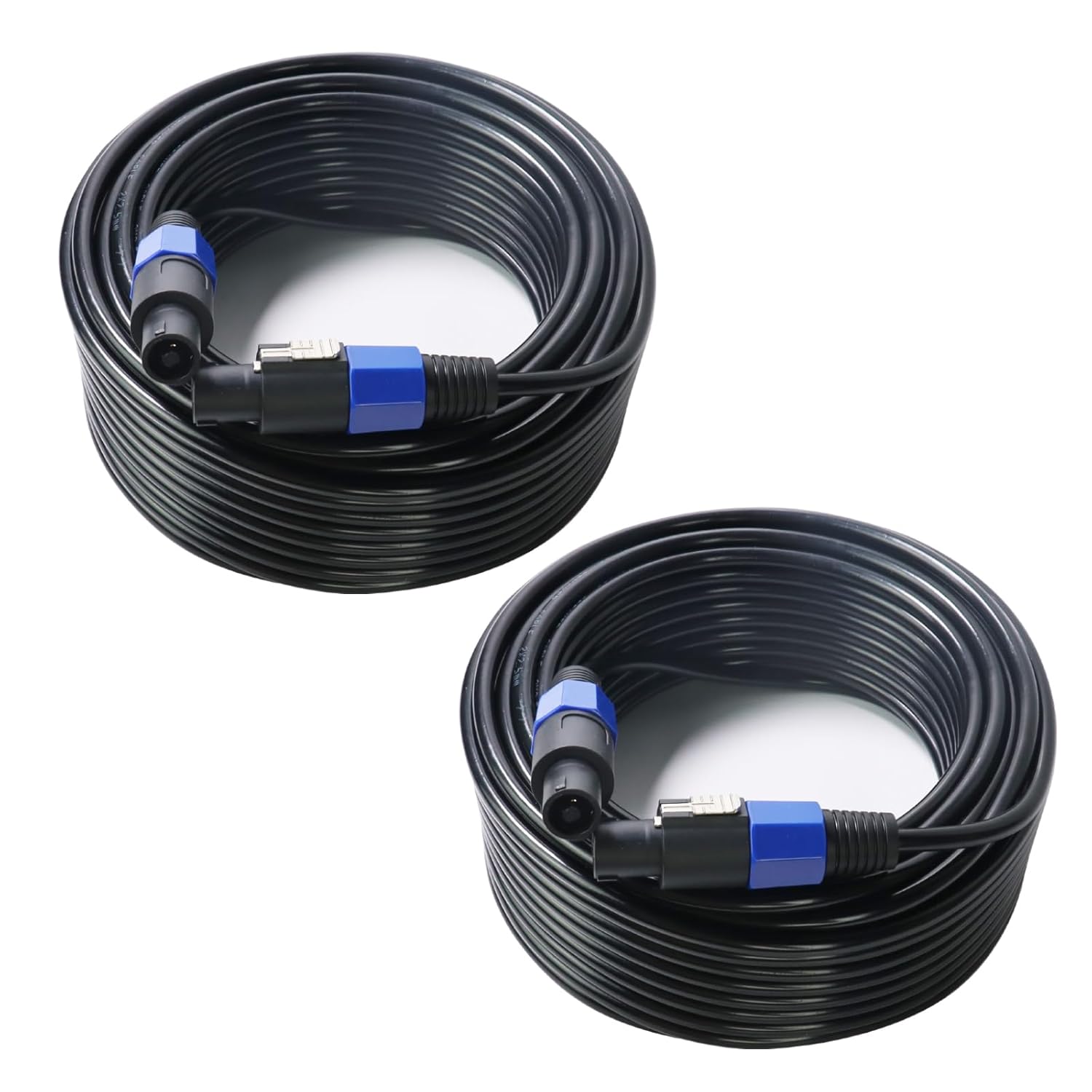 80 Feet Pack of 2 Speakon to Speakon Cables - 2pcs 80Ft NL4FC Speak-On Male Cable - Pro PA DJ Gig Pub Audio Jack Bi Wiring with Twist Lock - 16 AWG of 2 Conductor