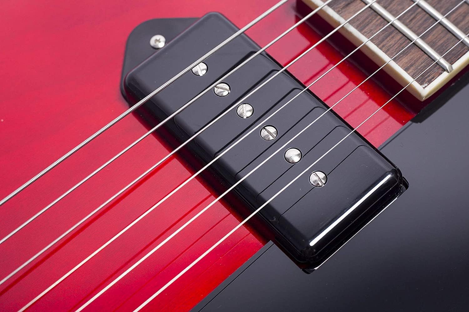 Jazz Archtop Electric Guitar Hollow Body with P90 Pickup,Trapeze Tailpiece Bridge Perfect for Rock, Blues, and Jazz Music (Red)