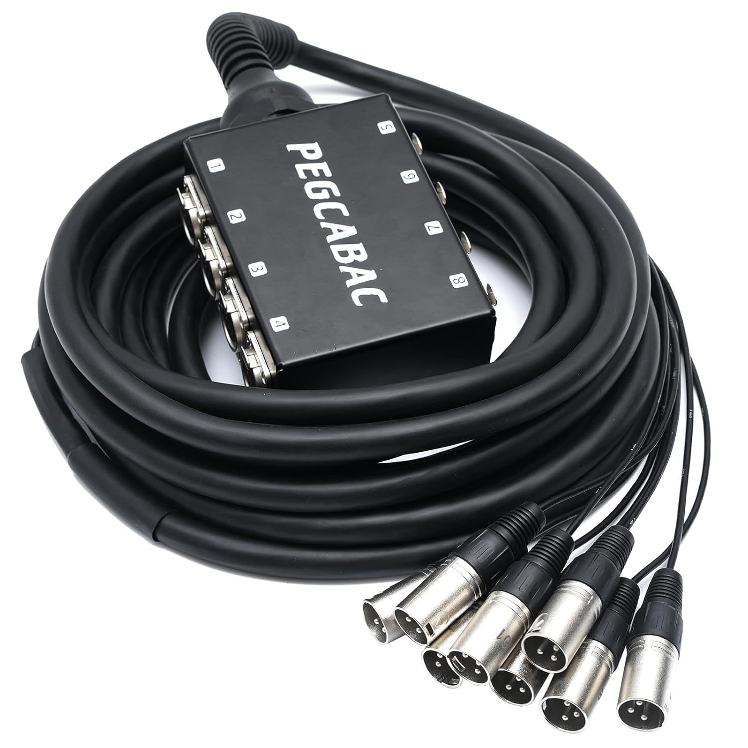 8 Channel XLR Snake Cable, Low Profile XLR Send Sub Snake Stage Box, Pro Audio Splitter Cable, 25FT