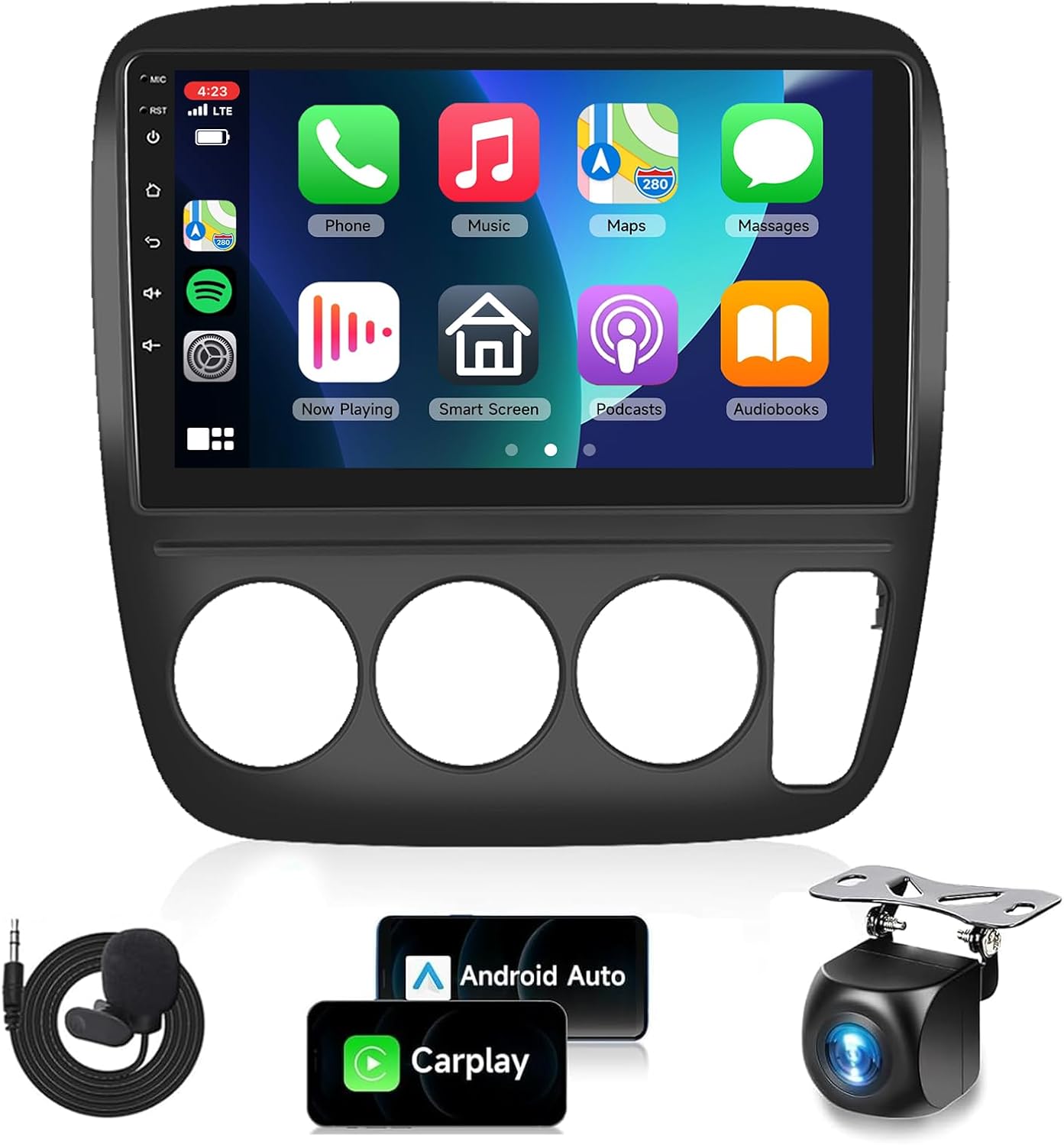 Podofo 【HiFi 16EQ】 Android Car Stereo for 1997-2001 Honda CRV Radio Manual A/C with Wireless CarPlay Android Auto MirrorLink,9inch HD Touchscreen Radio Bluetooth GPS WiFi SWC Backup Camera 2G+64G