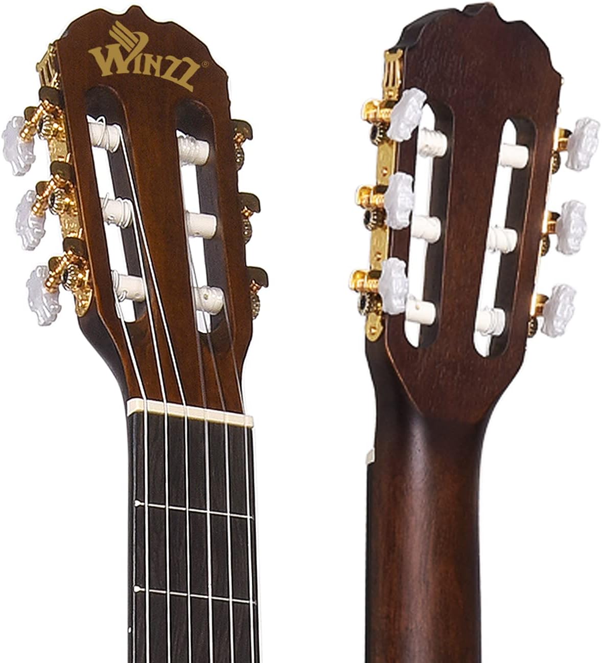 Winzz Classical Guitar 4/4 Adult Classical Guitar for Beginners 39 Inches Brown
