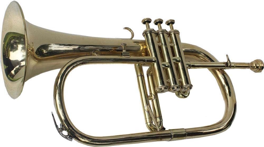 Shreyas Great Value 3-Valve Bb Natural Brass Flugel Horn Flugelhorn with Designer Hardcase fluglehorn