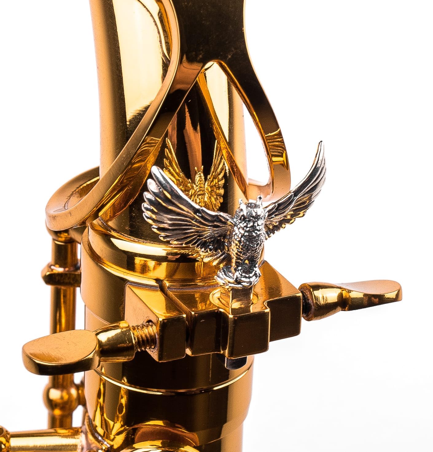 Saxophone ArtTone Booster – Sound Enhancer Accessory for Alto Tenor Soprano Baritone Sax(925 Silver, Owl style)