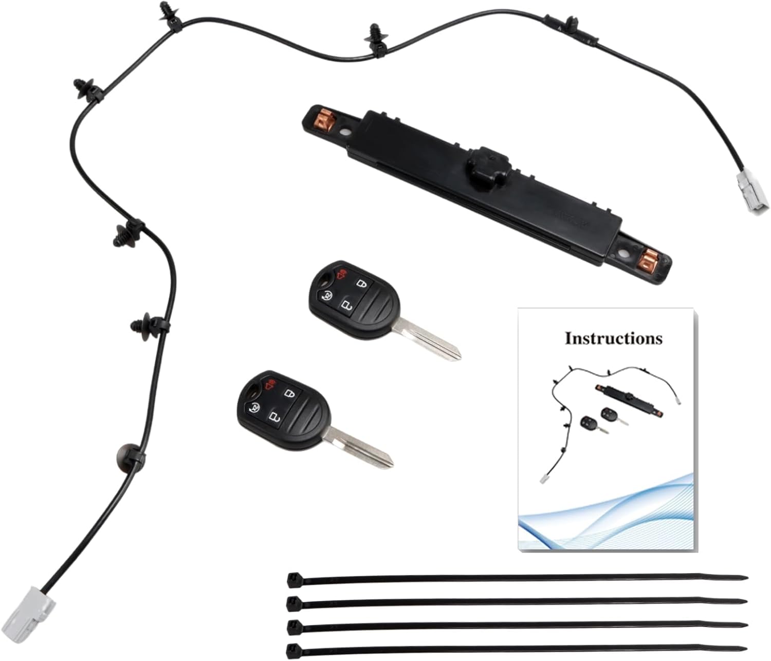 Car Auto Remote Start System Kit (with Antenna Jumper Wire & 2 Remote Key Fobs) Compatible with Ford F-150 Edge F-250 F-350 Super Duty Replace #: BC3Z-19G364-A