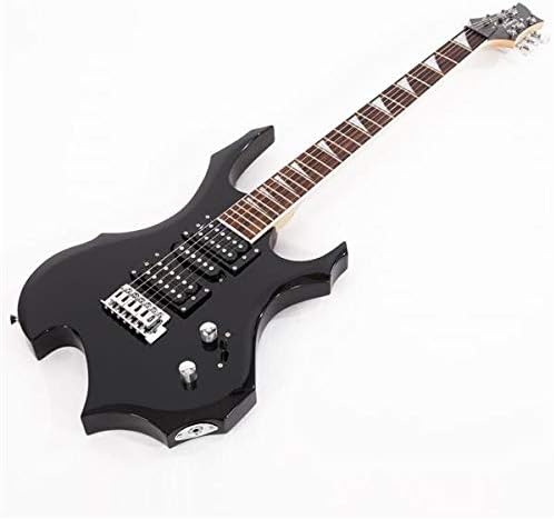 Home Flame Shaped Electric Guitar with 20W Electric Guitar Sound HSH Pickup Novice Guitar Audio Bag Strap Picks Shake Cable Wrench Tool Black 3-7 Days Delivery