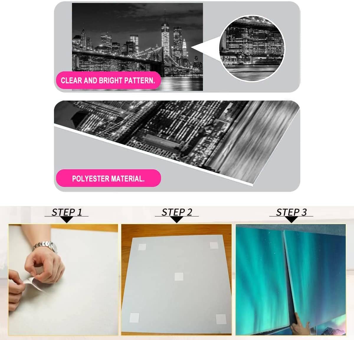 6 Pack Art Acoustic Panels Brooklyn Bridge skyline at night Soundproof Wall Panels Padding Decorative Sound Absorbing Panels 72