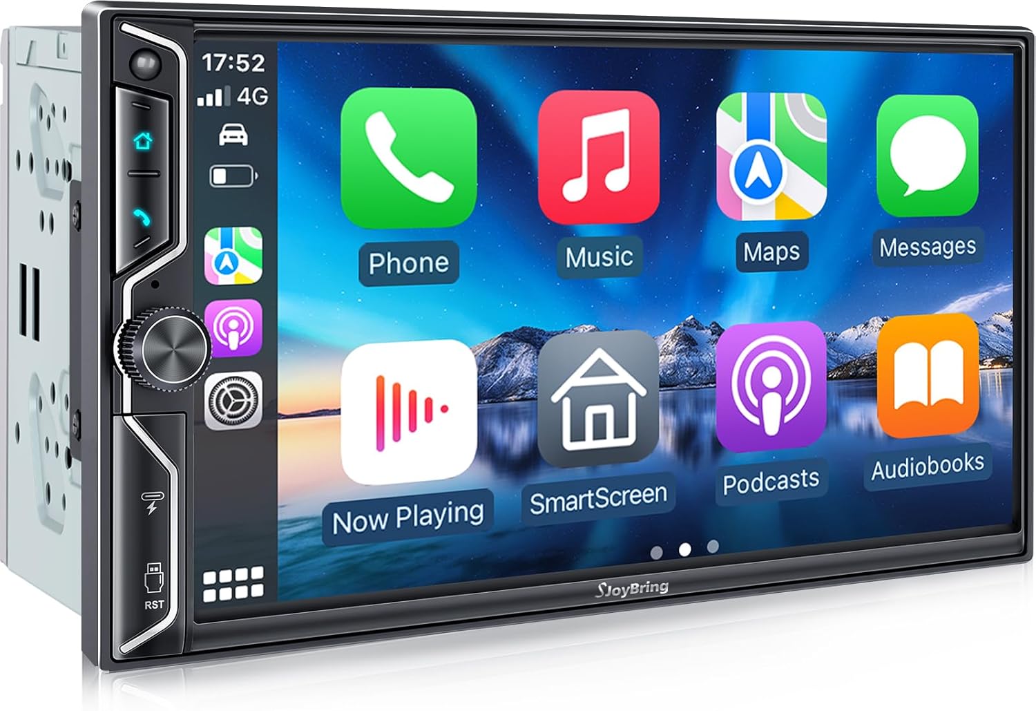 SJoyBring 7-Inch Double Din Car Stereo with Wireless CarPlay and Android Auto, 4.2-Channel Audio Output, Bluetooth, MirrorLink, HD QLED Touchscreen, Backup Camera, AM/FM Car Radio