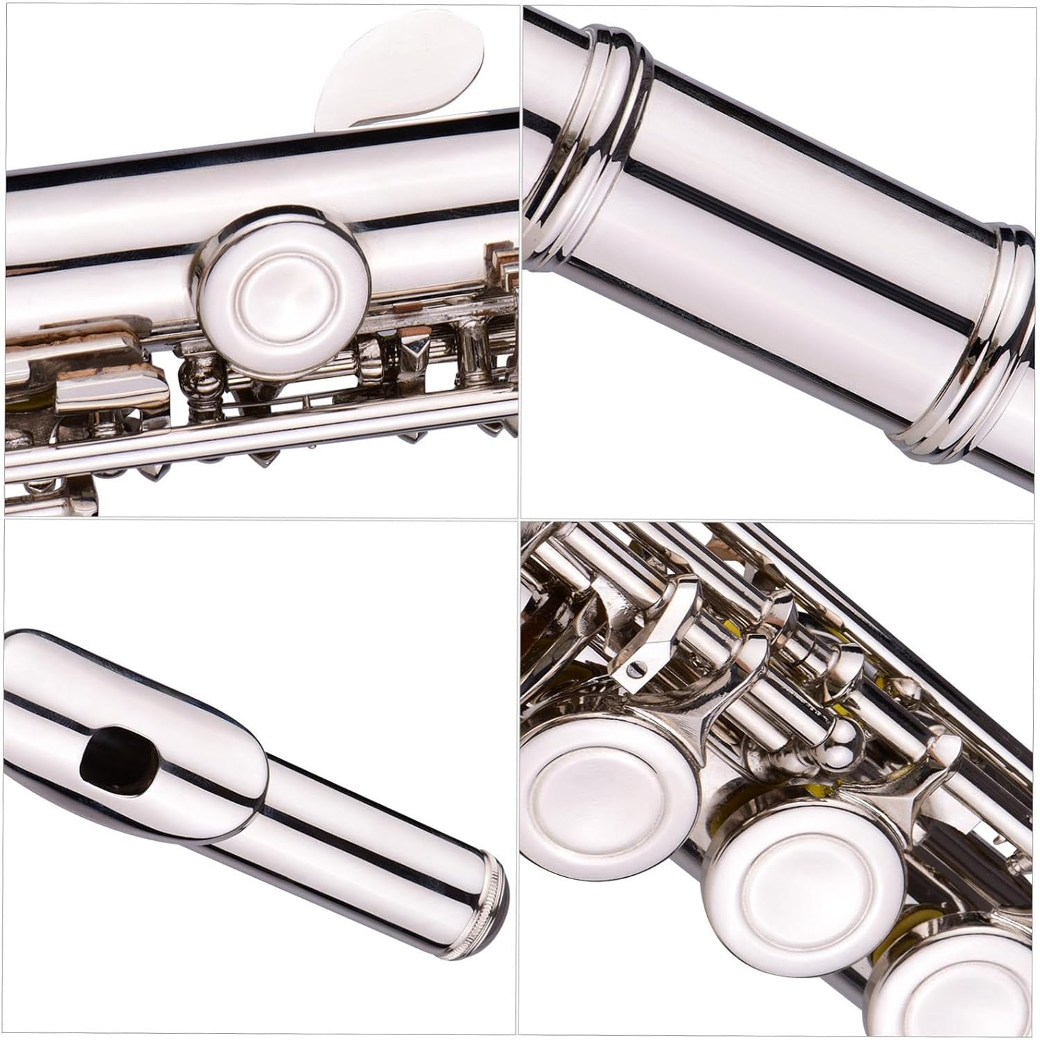 Flute Flute Silver Plated 16 Hole C Key cupronickel Woodwind Instrument with Gloves Flutes Musical Instruments