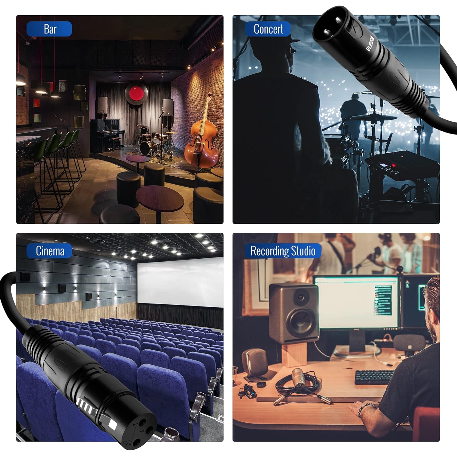 XLR Cable Microphone Cable 250 Feet,Elecan Heavy Duty Balanced XLR Speaker Cable (From 25-250FT) 3-Pin Shielded Male to Female Mic Cord,DMX Stage Lighting Patch Cable for Speaker Systems Mixer+10 Ties