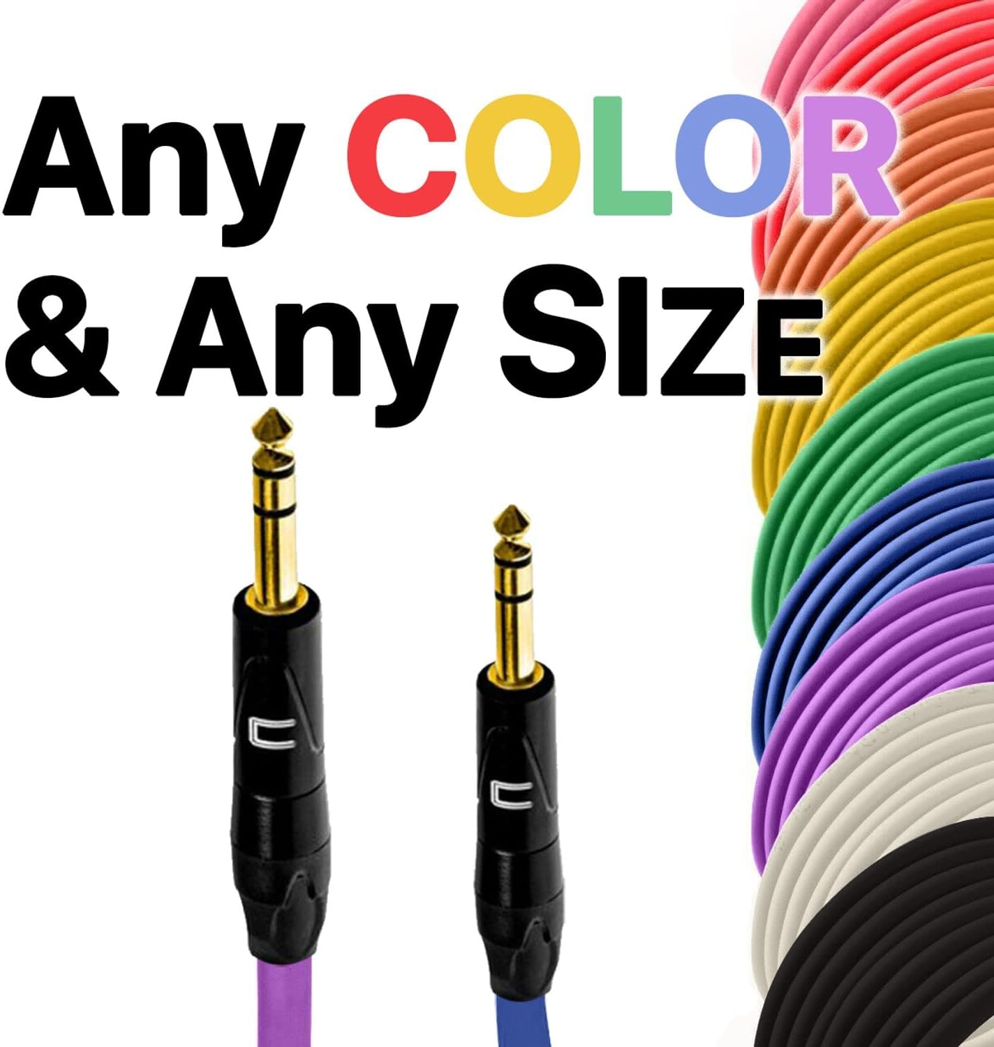 COLUBER 1/4 TRS Cable - 150 Feet Black Stereo Balanced Male to Male Connector for Powered Speakers, Audio Interface or Mixer for Live Performance & Recording