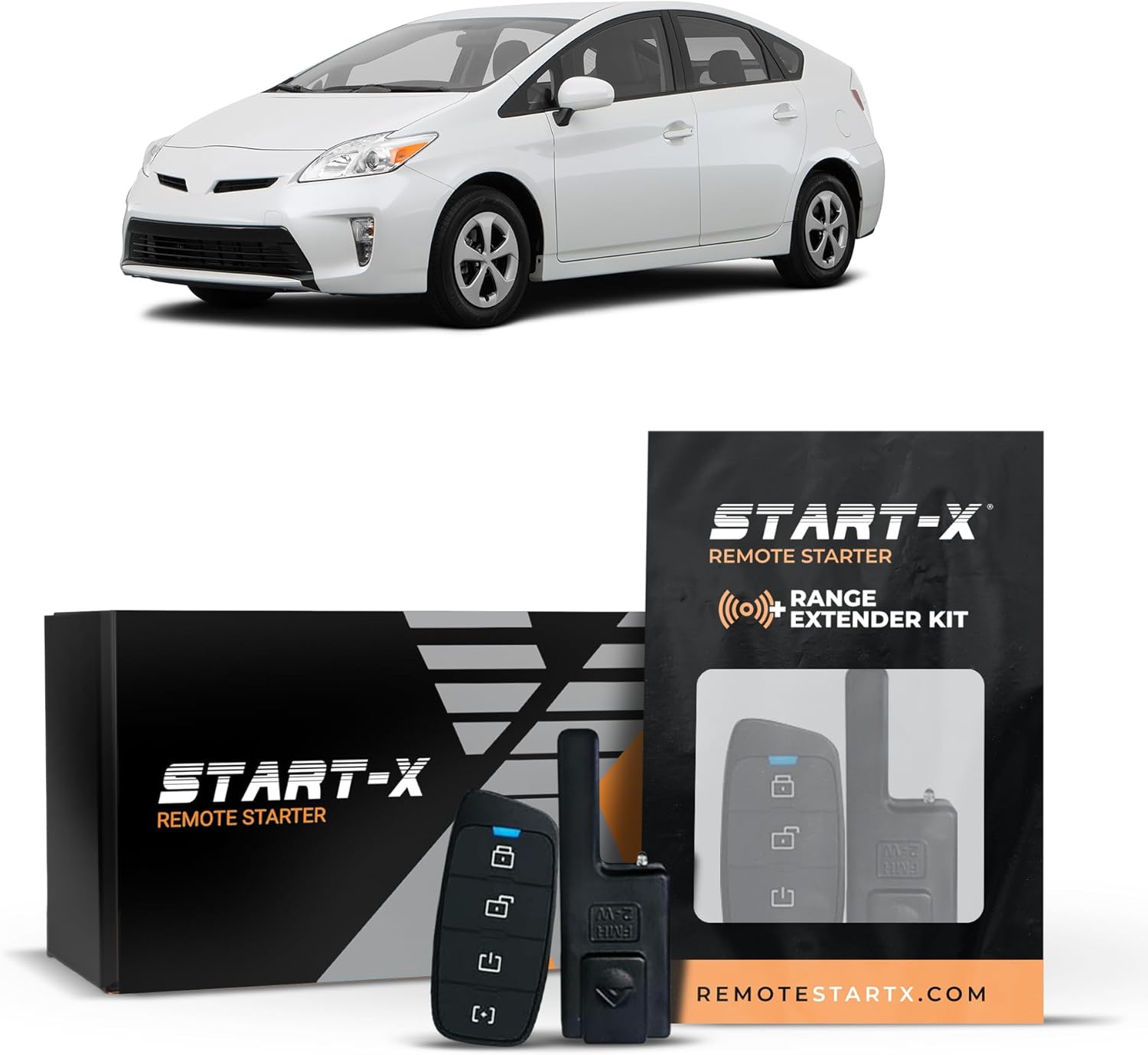 Start-X Remote Starter Kit + 3000ft 2 Way Range Extender for Toyota Prius (2010, 2011, 2012, 2013, 2014, 2015) & Prius V Hybrid (2012-2016) Vehicles with Push-to-Start Ignition