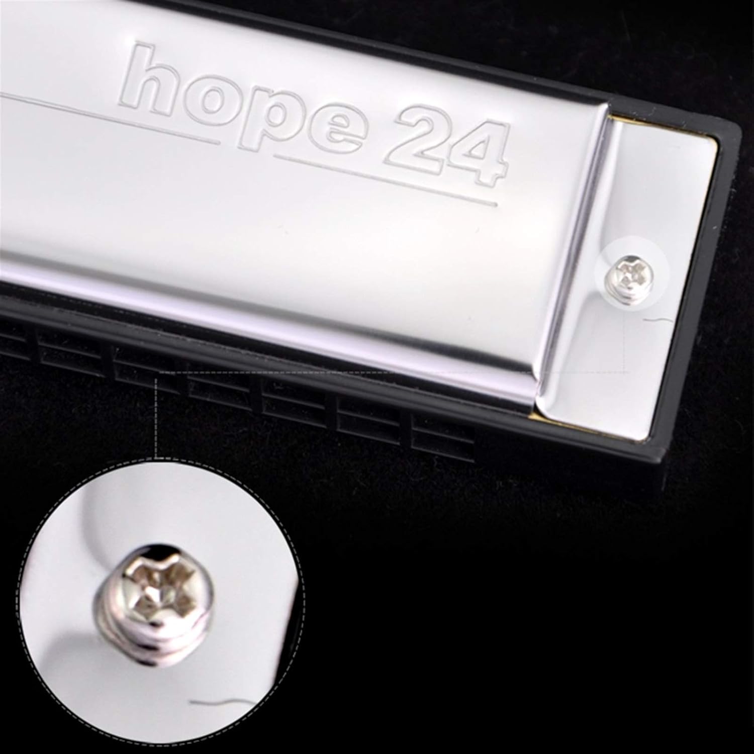 Harmonica Harmonica 24 Holes Brass Reeds Blues Harp Mouth Organ Key C ABS Comb Wood Musical Instruments Silver 6624 (Color : Key EB)