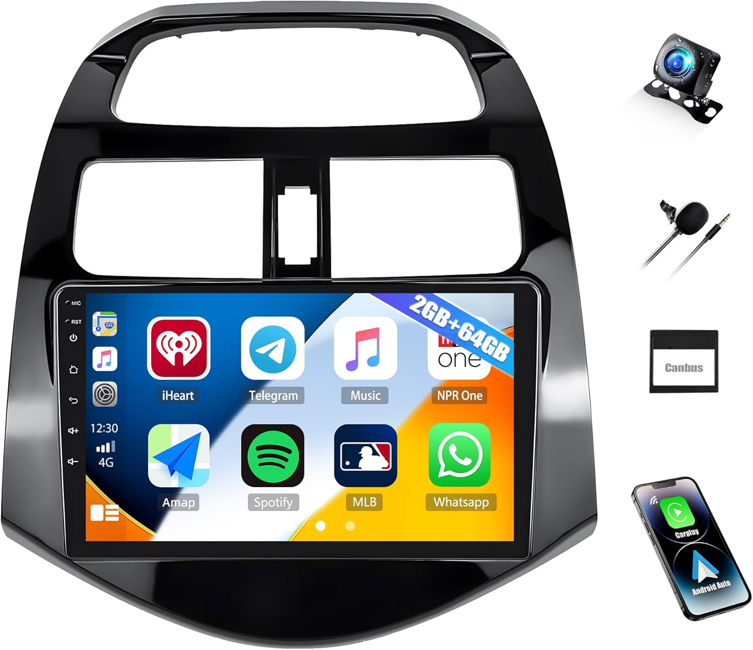 2G+64G Car Stereo for Chevrolet Chevy Spark 2013 2014 2015 with Wireless CarPlay Android Auto, Android 13 Head Unit, 9