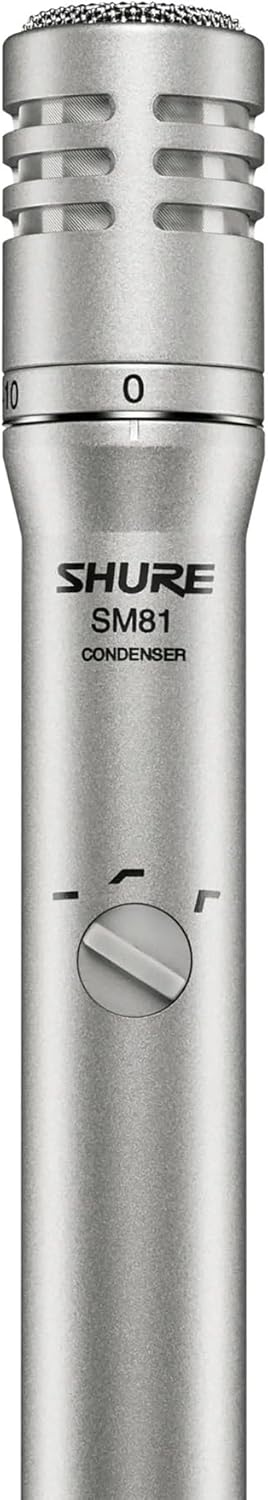 Shure SM81-LC Cardioid Condenser Instrument Microphone for Guitar, Piano, and Cymbals, Includes Swivel Adapter, Attenuator-Switch Lock, Windscreen, Carrying Case, No Cable Included (SM81-LC)