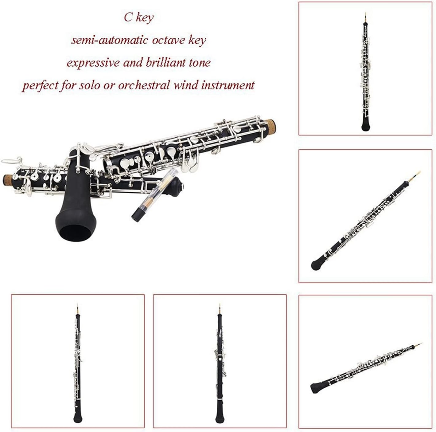 ZUZU Professional Oboe C- Key Silver- Plated Copper- Nickel Woodwind Instrument with Accessories and Leather Bag Oboe Parts