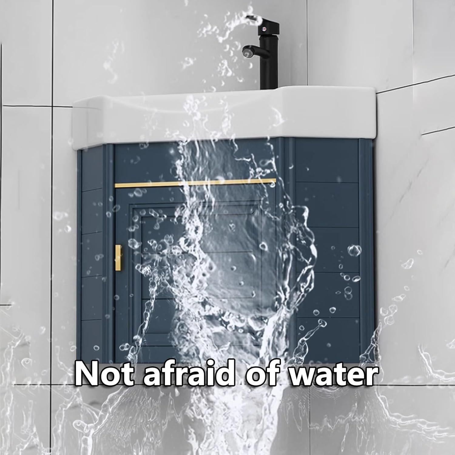 Corner Bathroom Sink,Floating Bathroom Vanity with Sink,Corner Bathroom Vanity Sink Combo,Wall Mount Sink,Compact Bathroom Sink,Bathroom Cabinet with Faucet and Drain,for Small Spaces