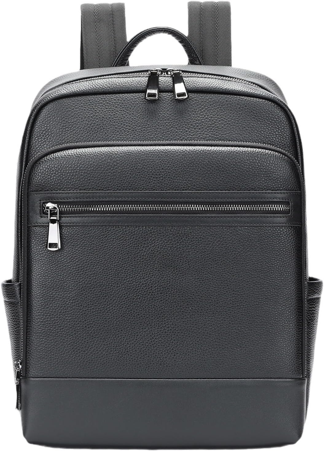 Genuine Leather Backpack for Men Travel Work Laptop Daypack Teacher Bookbag Casual Style Durable Carryall Gift Box (Black)