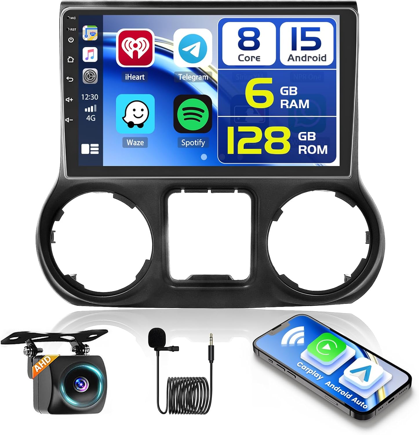5G WiFi Car Stereo [8-Core 6+128G] Hikity Android 15 Car Stereo for Jeep Wrangler 2011 2012 2013 2014, 10.1