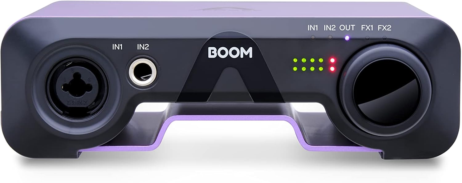 Apogee Boom USB Audio Interface For Musicians, Podcasters, and Streamers- Featuring 2 channels, Studio Microphone Pre Amp, 24bit/192kHz sample rate, hardware DSP, Headphone Amp, and Ableton Live Lite