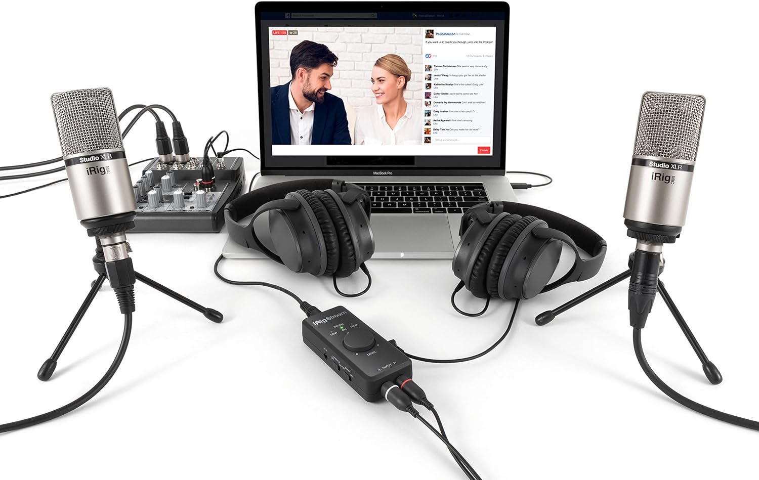 IK Multimedia iRig Stream stereo audio interface for iPhone, iPad, Mac, iOS and PC with USB-C, Lightning and USB for 24-bit, 48 kHz recording from mixers and studio gear