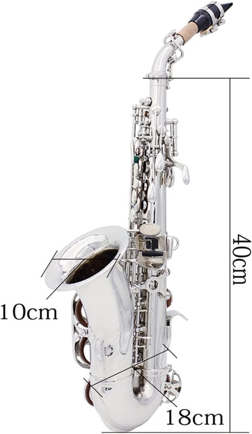 Saxophone Brass Body Lacquered Silver Bb B Flat Sax Woodwind Musical Instrument with Case