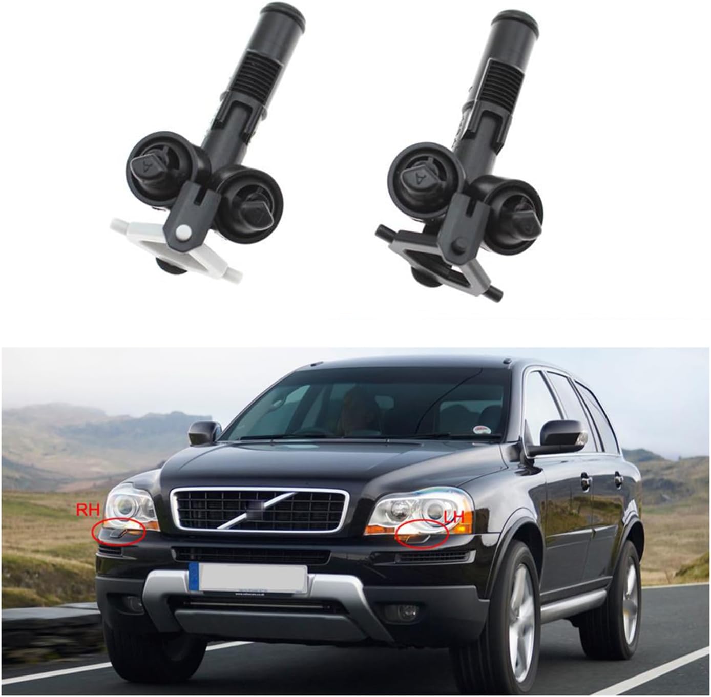 Car Headlight Washer Nozzle 2Pcs Car Headlight Washer Nozzle Head Light Cleaning Jet Pump 30698508 30698509 Water Sprayer for Volvo for Xc90 Mk1 2007-2016