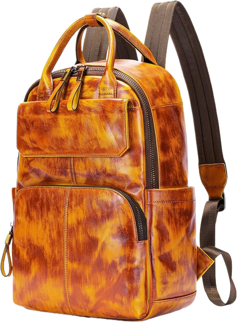 Laptop Backpack for Women Men Designer Style Business Computer Compartment Daypack Casual Gift Box (Brown-1)