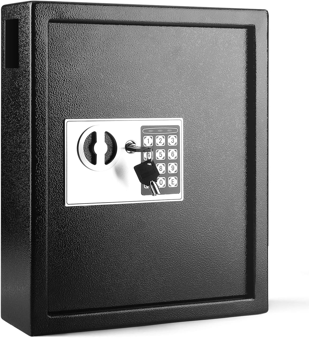 Flexzion Key Box Wall Mount With Code, Key Cabinet, Key Deposit Slot, 40 Key Holder Organizer Locker Case, Colored Key Tags Wall Mounted Lock Box For Keys Storage (Black)